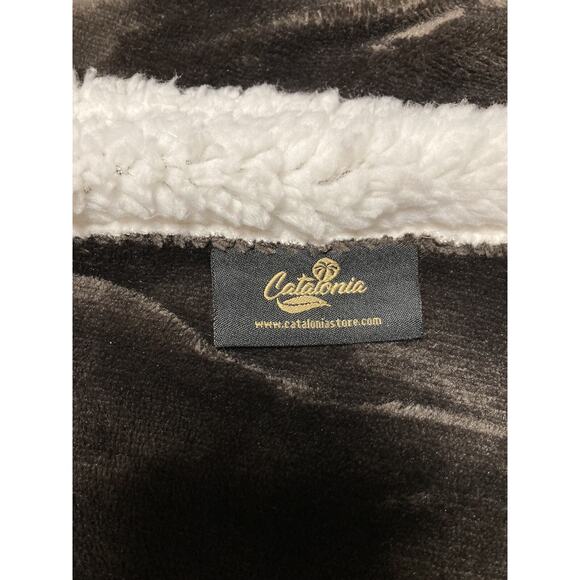 Unisex Catalonia Premium Wearable Sleeved Blanket Wrap Sherpa Brown One Size - Picture 6 of 6